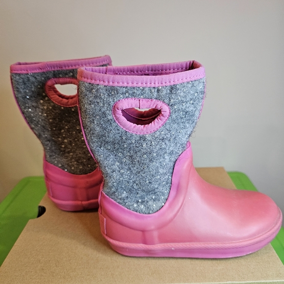 UGG Kex Sparkle Pink Rain/snow Boots Wool Lined-waterproof little girl's Sz J13 - Picture 5 of 9